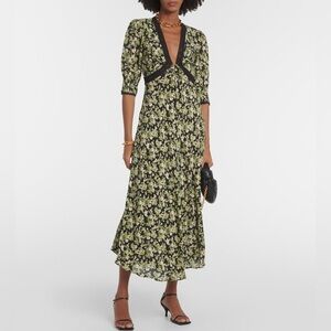 RIXO Amina Lace-Trimmed Midi Dress